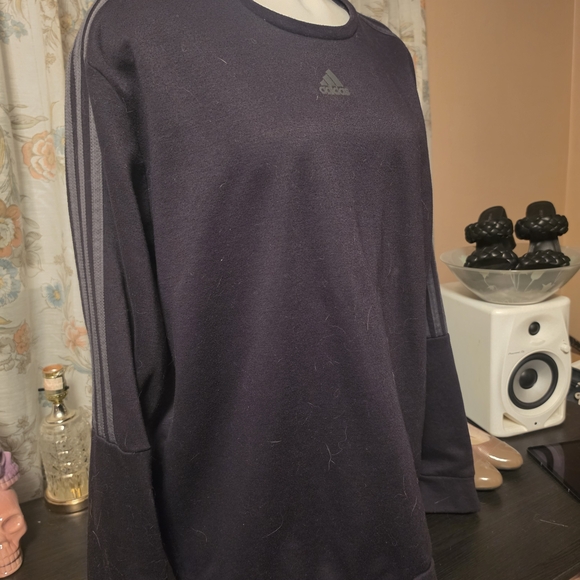 adidas Tops - adidas Navy Crewneck Sweatshirt with Sleeve Stripes